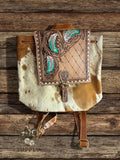 Western Tooled Leather Cowhide Cinch Backpack