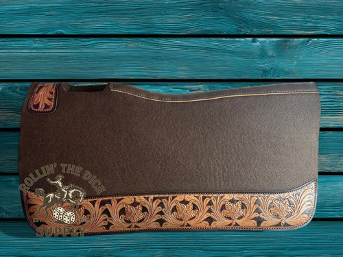 Felt Leather Tooled Saddle Pad