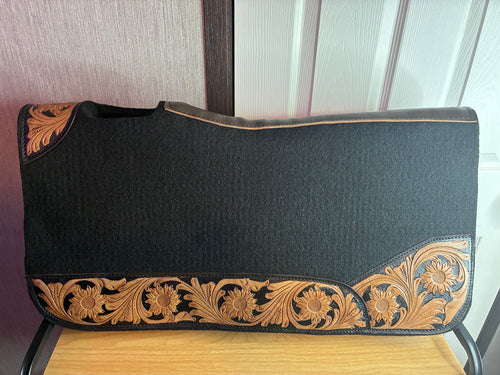 Felt Leather Tooled Saddle Pad