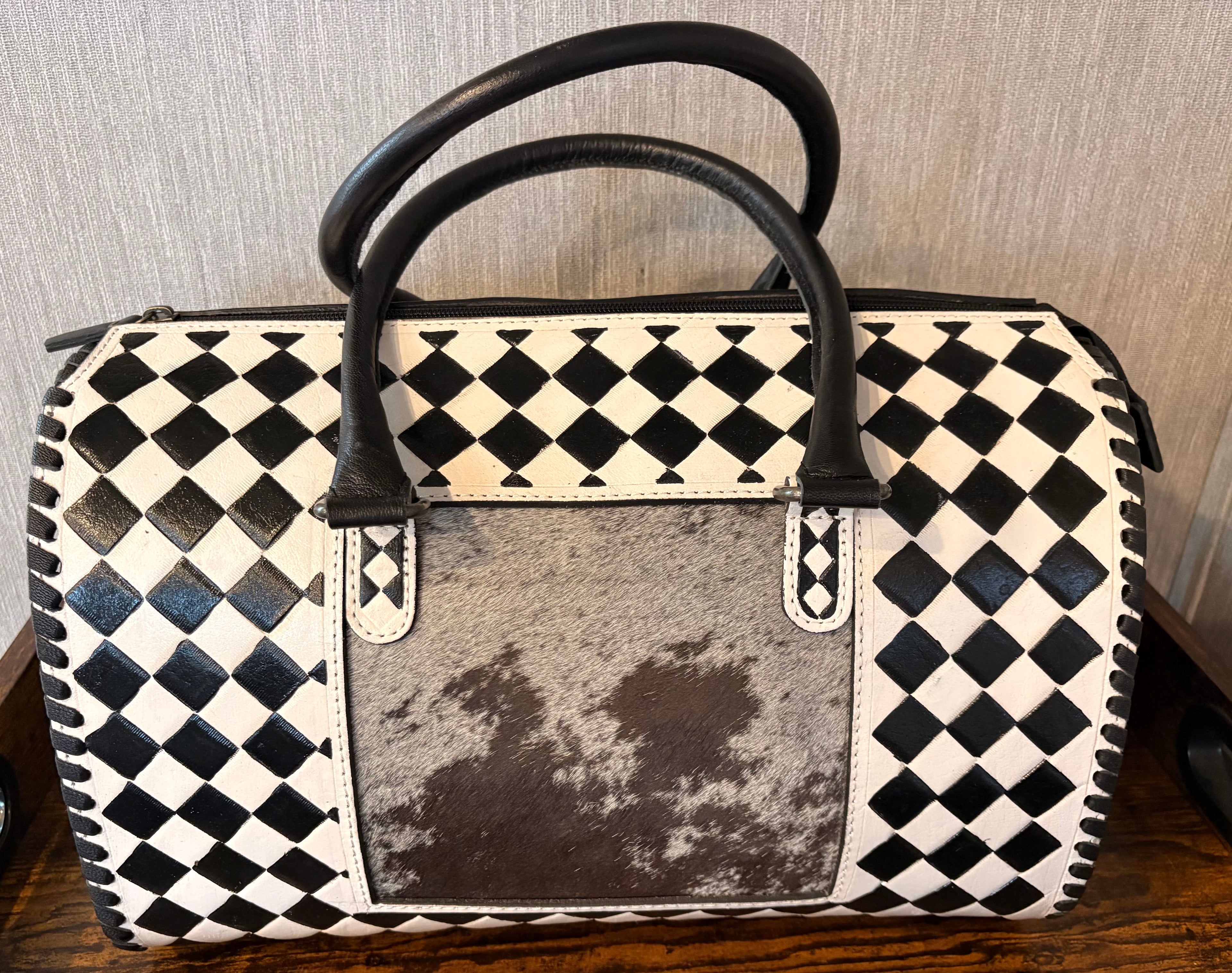 Large Cowhide Hair on Genuine Leather Speedy Bag