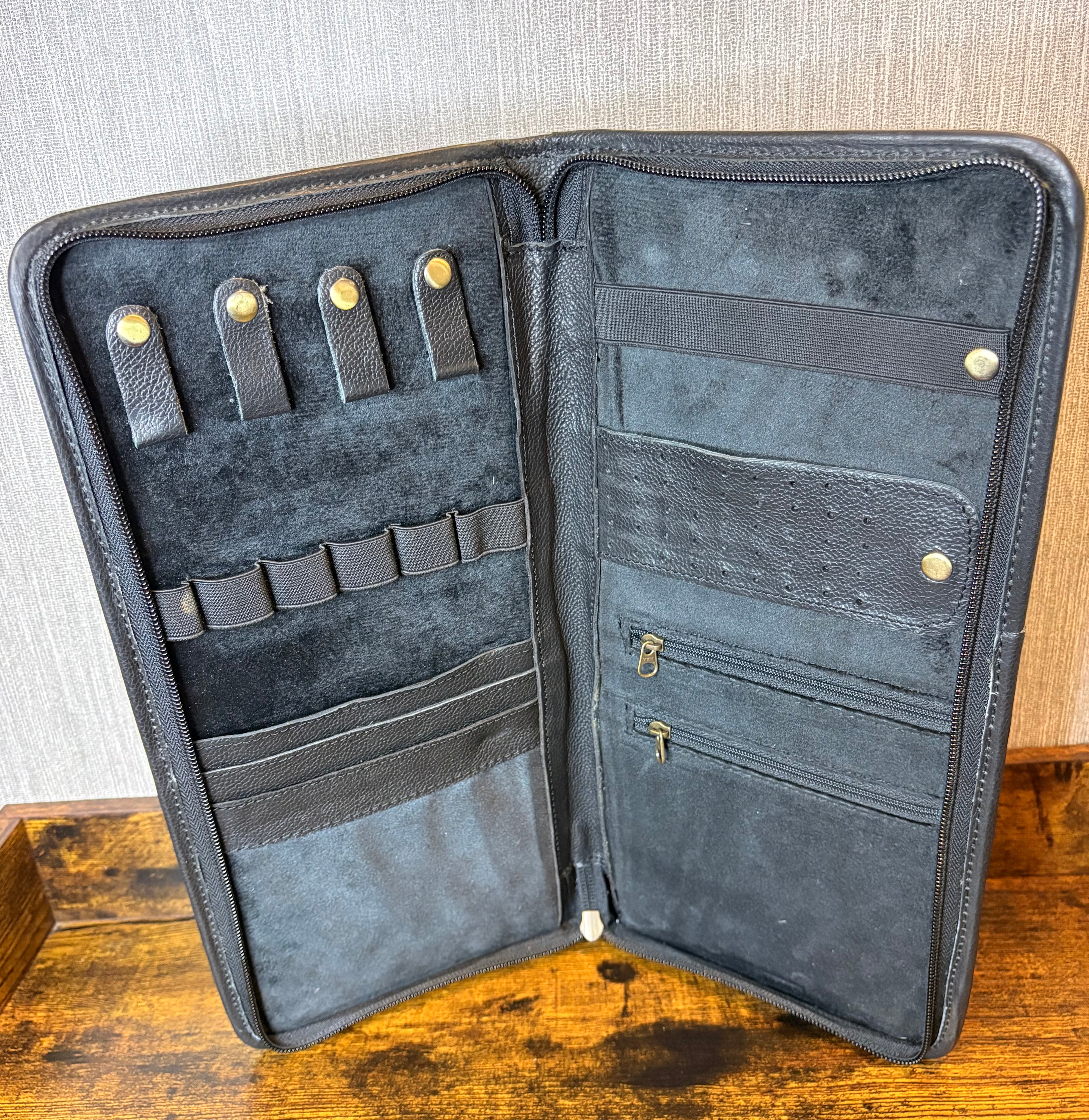 Checkered Jewelry Folder with Cowhide Hair On Genuine Leather