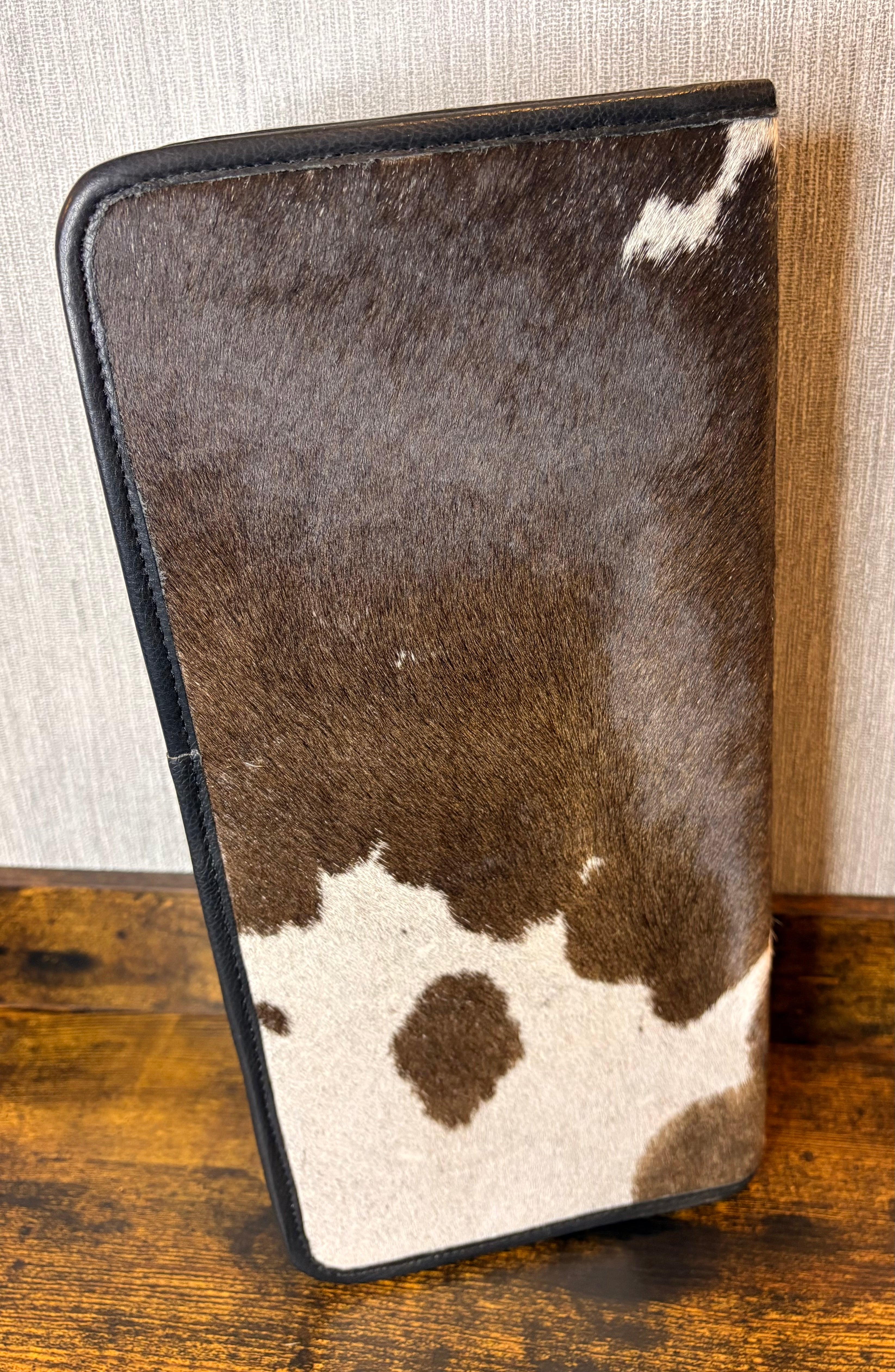 Checkered Jewelry Folder with Cowhide Hair On Genuine Leather