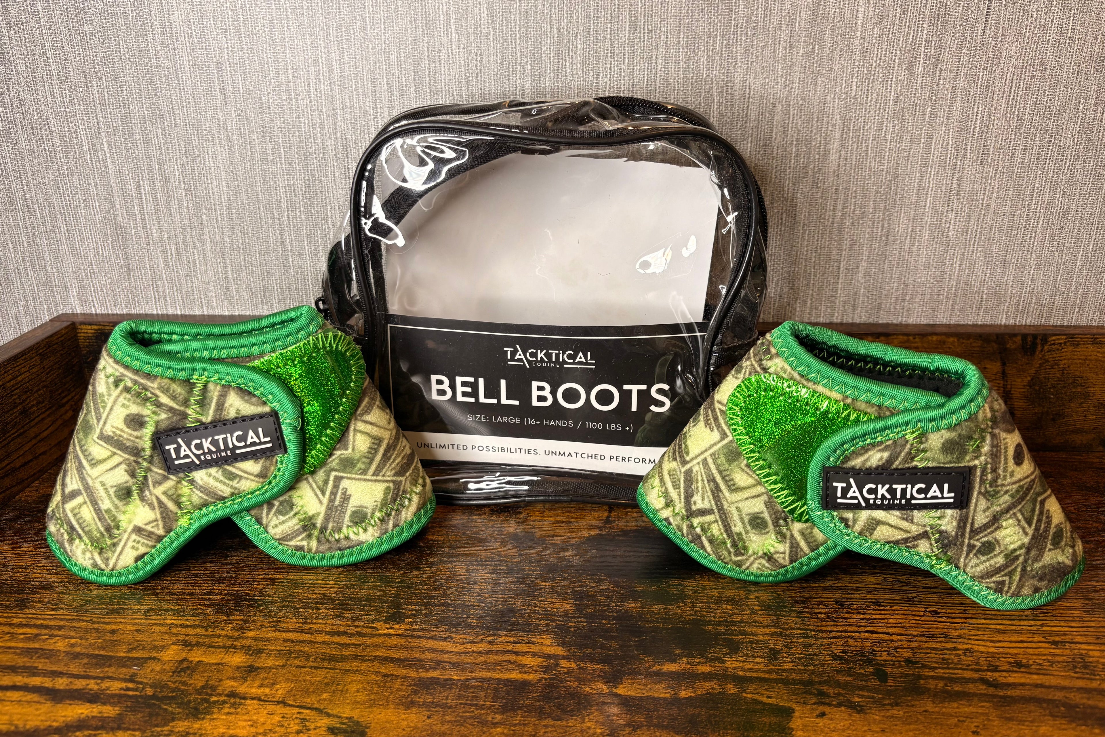 Tacktical Daddy’s Money with Sparkle Velcro Bell Boots Medium